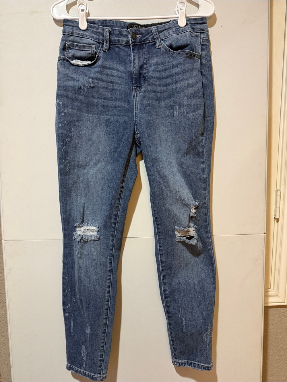 Judy Blue Washed Blue Distressed Skinny Jeans Relaxed Fit
